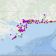 2019 bottlenose dolphin stranding locations by month along the northern Gulf of Mexico.